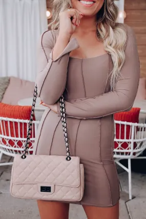 Lavishly Quilted Crossbody Purse - Nude