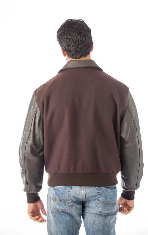 Leather Varsity Bomber Wool Leather Jacket Made in USA From Reed Leather