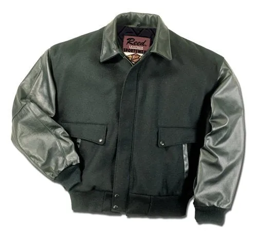 Leather Varsity Bomber Wool Leather Jacket Made in USA From Reed Leather