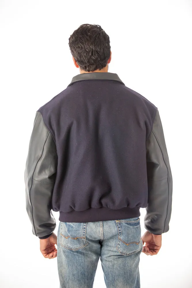 Leather Varsity Bomber Wool Leather Jacket Made in USA From Reed Leather