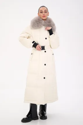 Lexi Genuine Polar Fox Fur Trim Down Fill Coat