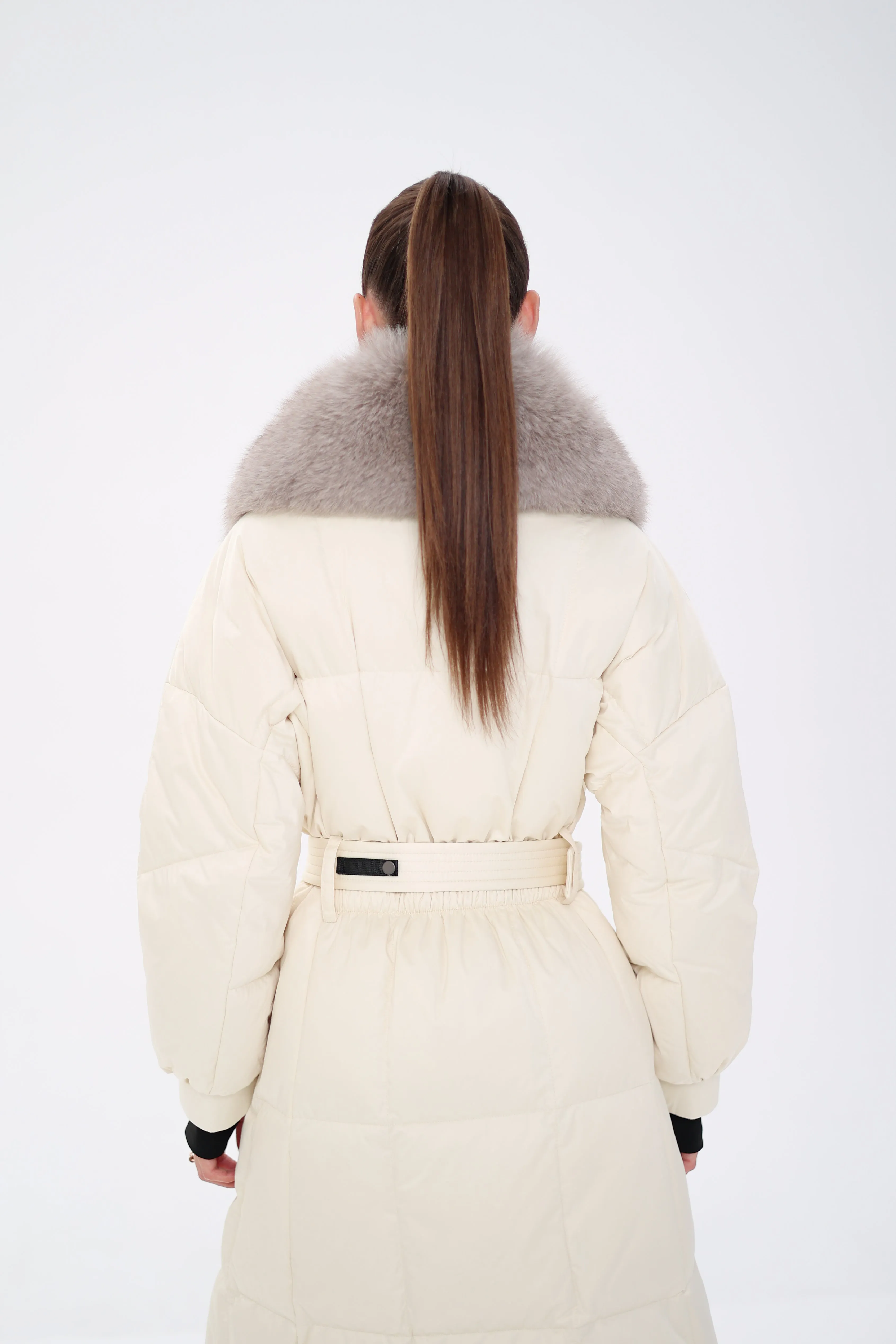 Lexi Genuine Polar Fox Fur Trim Down Fill Coat