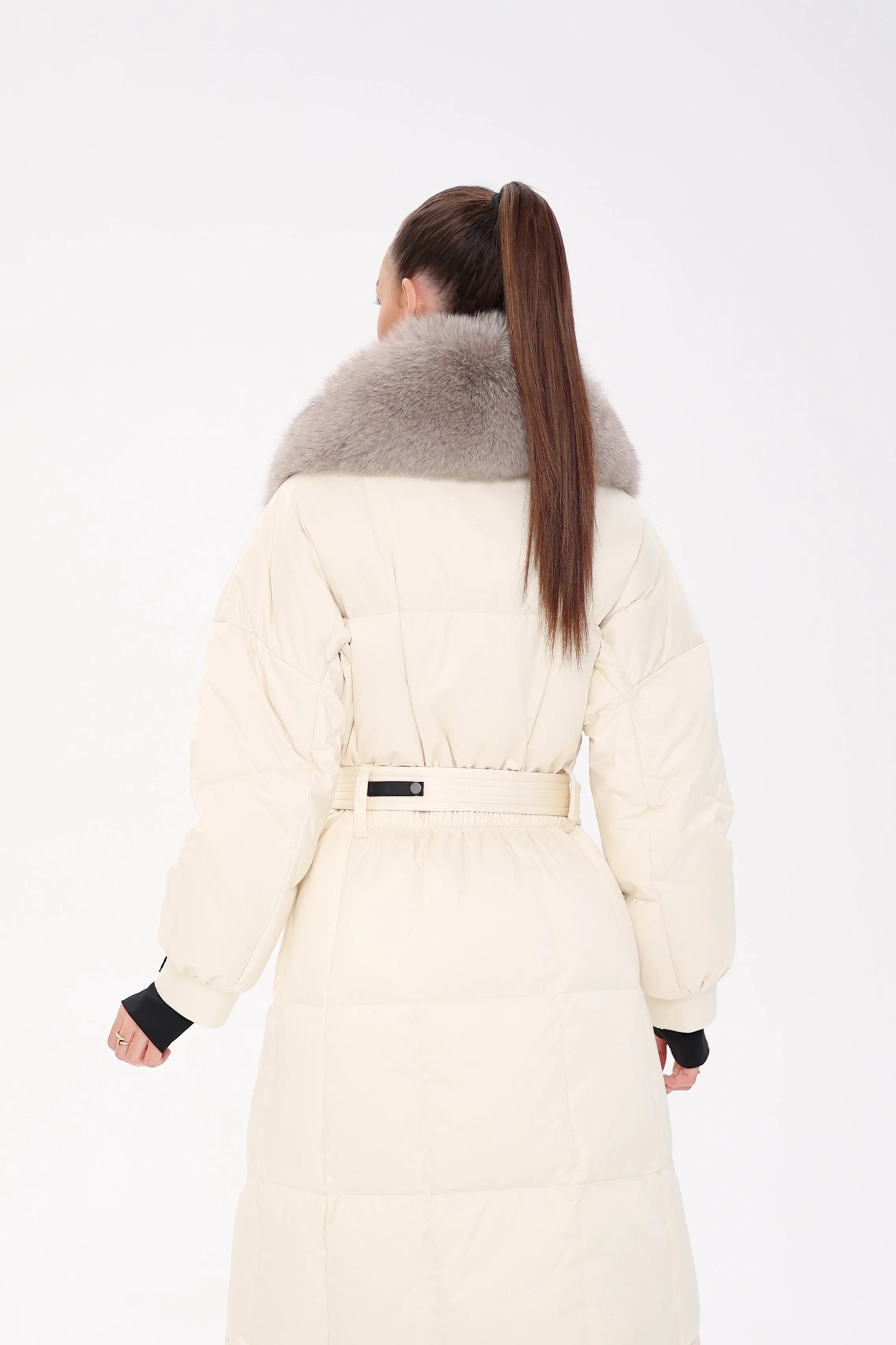Lexi Genuine Polar Fox Fur Trim Down Fill Coat