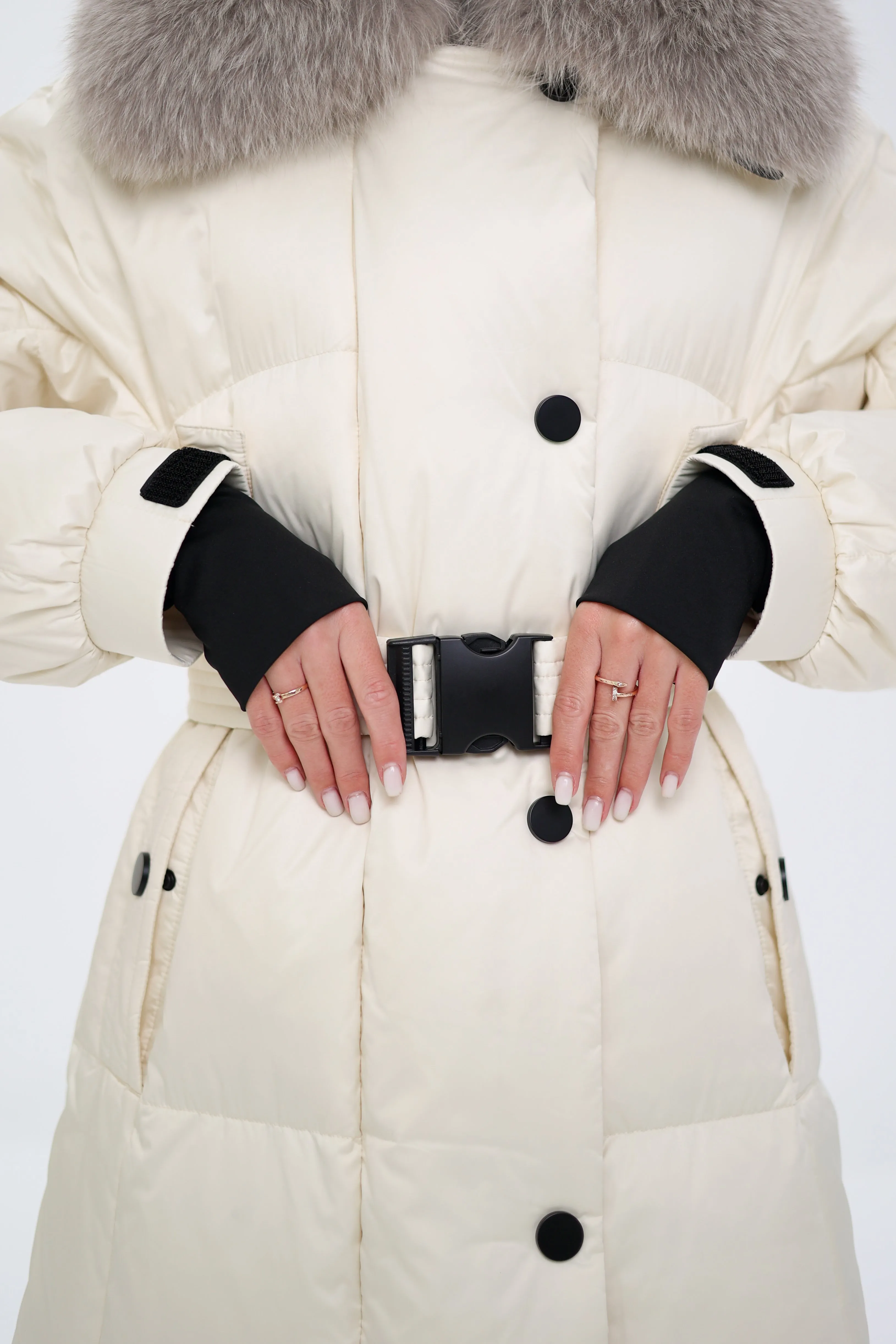 Lexi Genuine Polar Fox Fur Trim Down Fill Coat
