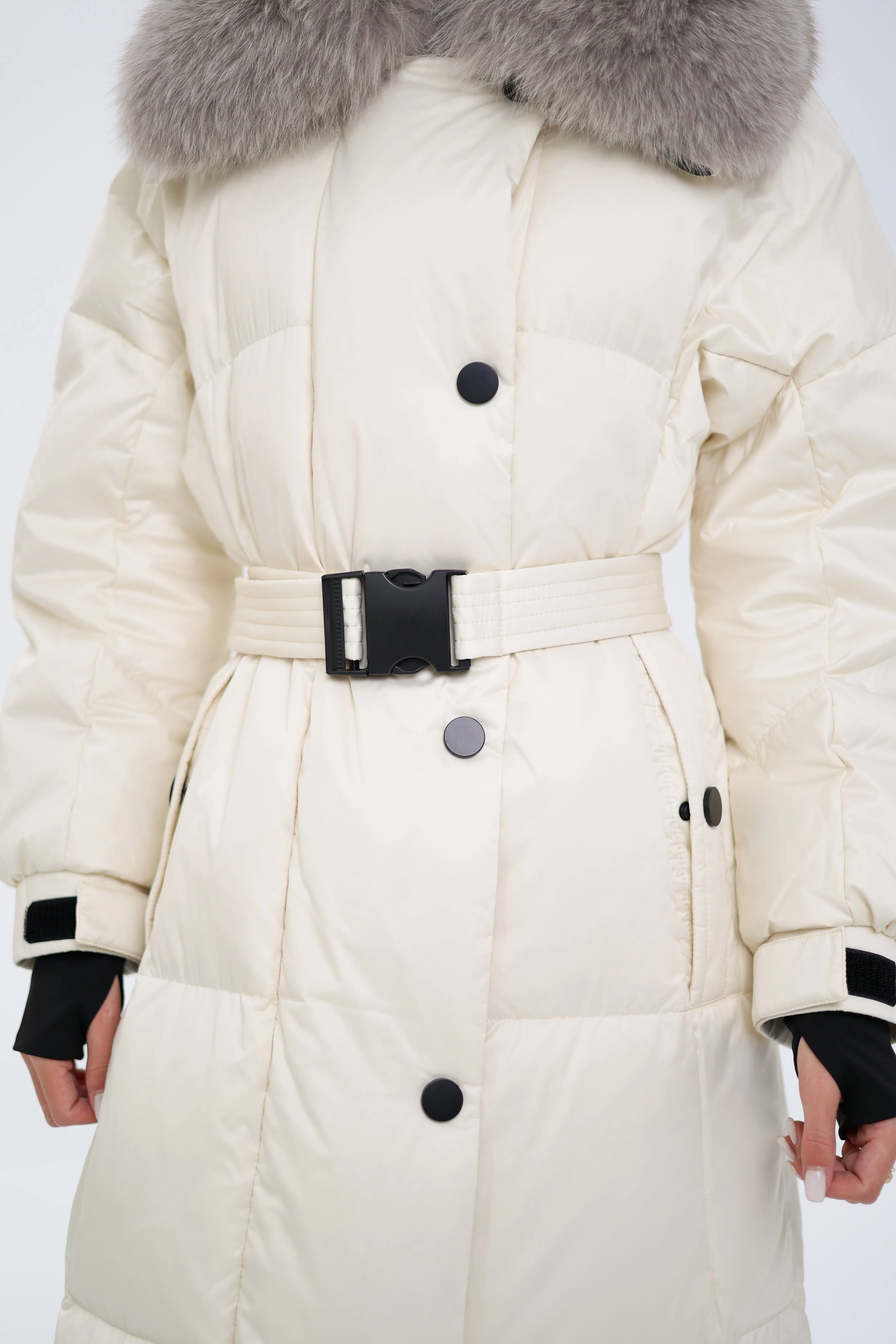 Lexi Genuine Polar Fox Fur Trim Down Fill Coat