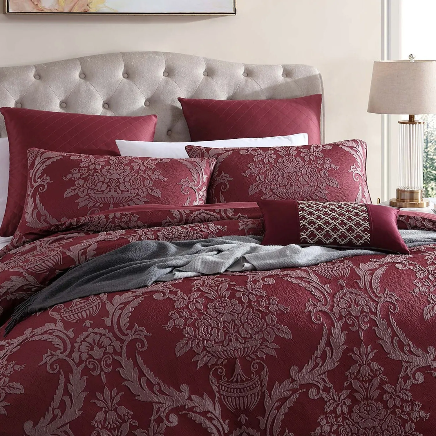 Lisbon Cabernet Quilt Cover Set by Logan and Mason Platinum