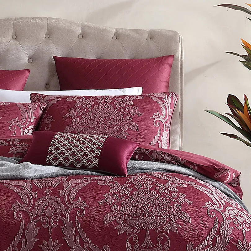 Lisbon Cabernet Quilt Cover Set by Logan and Mason Platinum