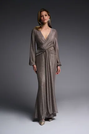 Long Sleeve Lurex Maxi Wrap Dress