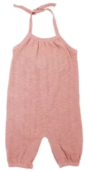 L'ovedbaby Pointelle Tie Halter Romper - Mauve