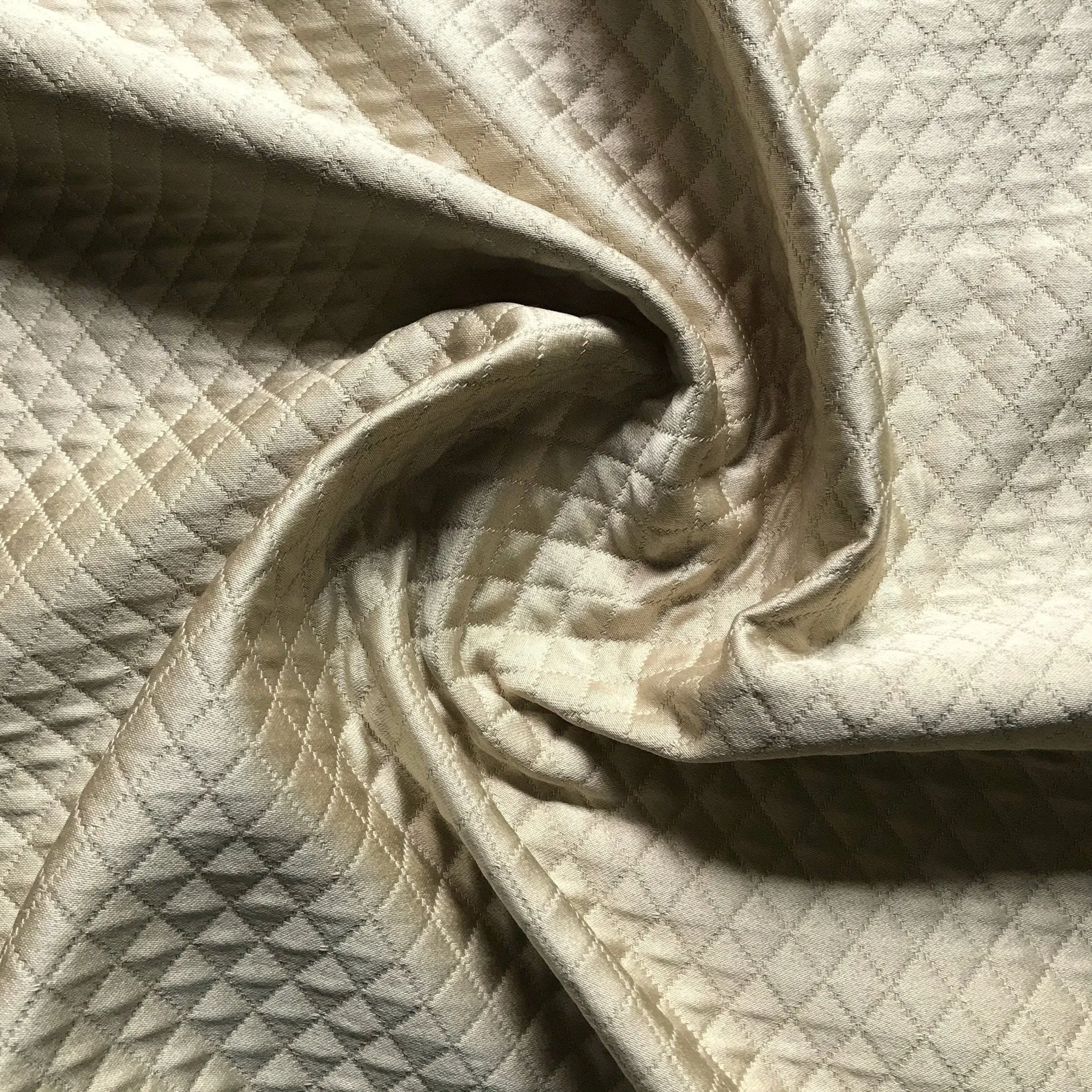 Lustrous Beige Diamond Quilted Upholstery Fabric 54"