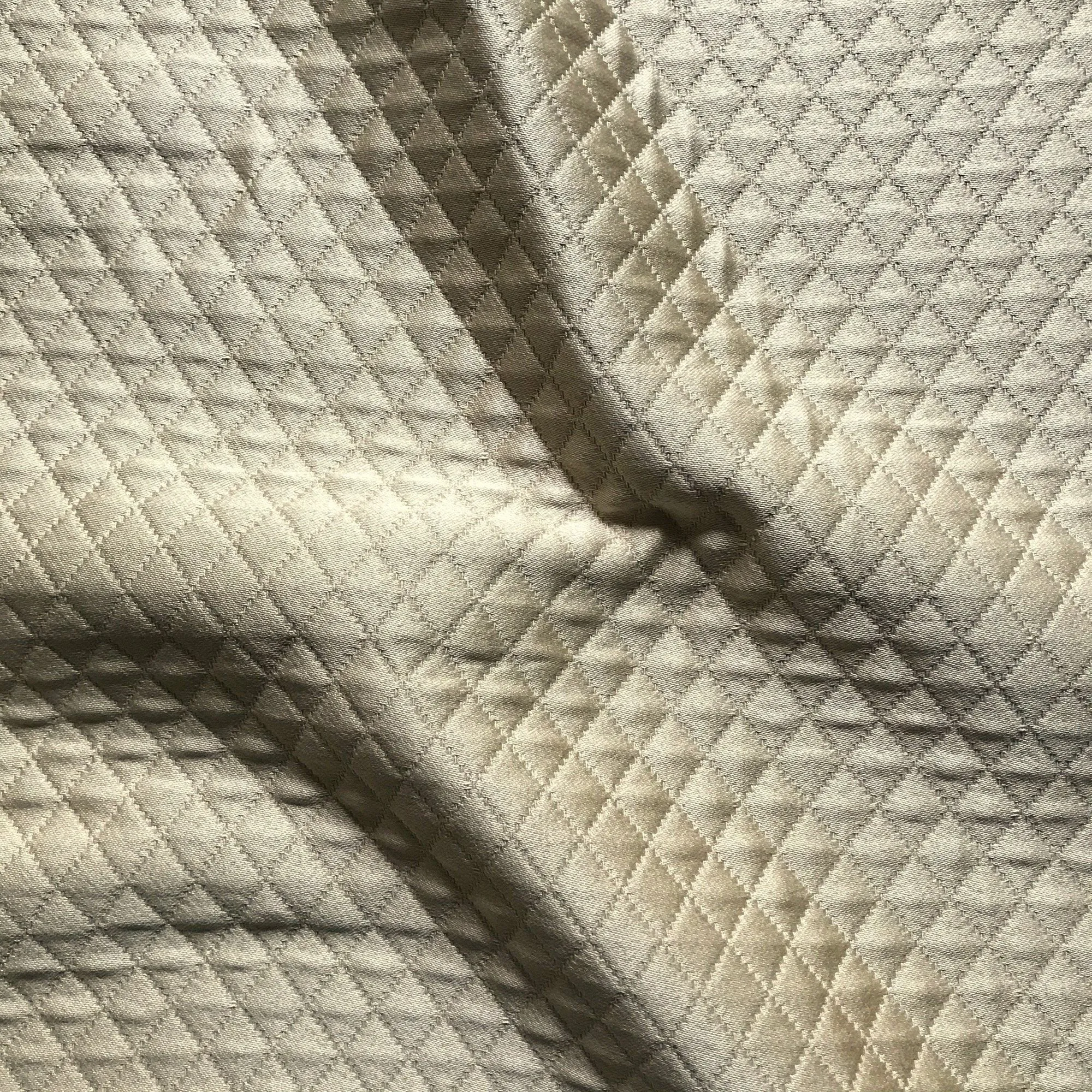 Lustrous Beige Diamond Quilted Upholstery Fabric 54"