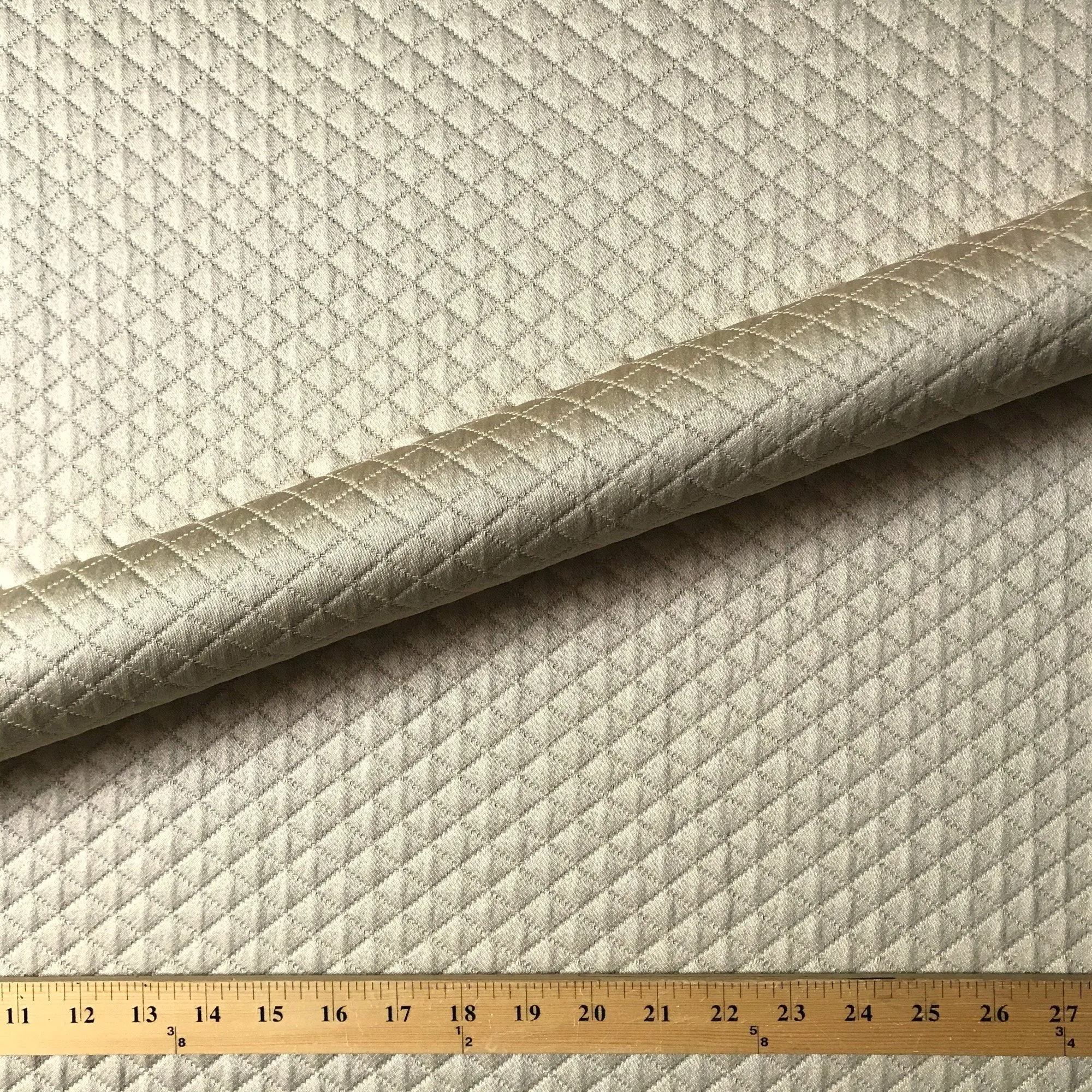 Lustrous Beige Diamond Quilted Upholstery Fabric 54"