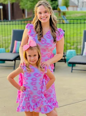 Mom & Me Pink Leopard Wrap Dress