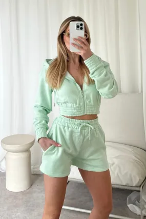 Naomi mint green cropped jacket and shorts