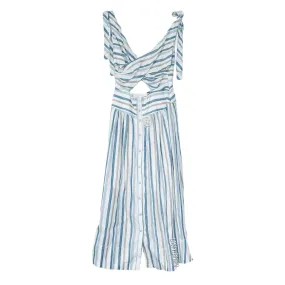 NEW Free People Maxi Dress Striped Cut Out Crop Ivory Light Blue Size 0