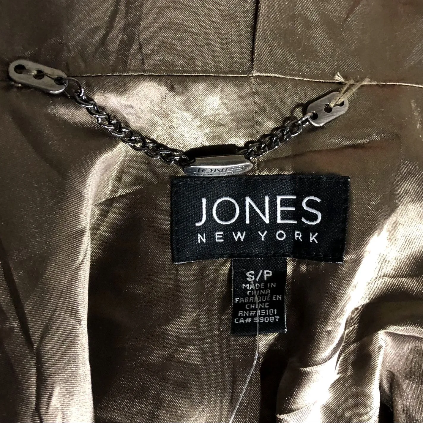 NWT Jones New York Women's Designer Long Taupe Quilted Faux Fur Coat - Size S