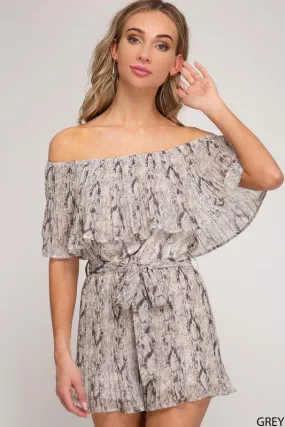 Off Shoulder Pleated Romper