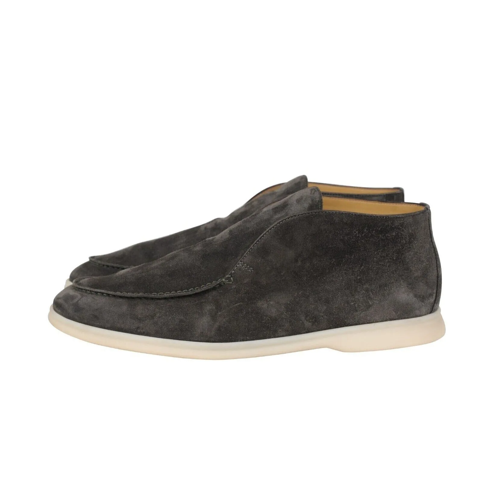 Open Walks US 11 44 Grey Brown Suede Slip On Chukkas Ankle Boots