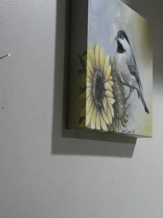 Paintings with birds, Chickadee painting, original oil painting