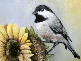 Paintings with birds, Chickadee painting, original oil painting