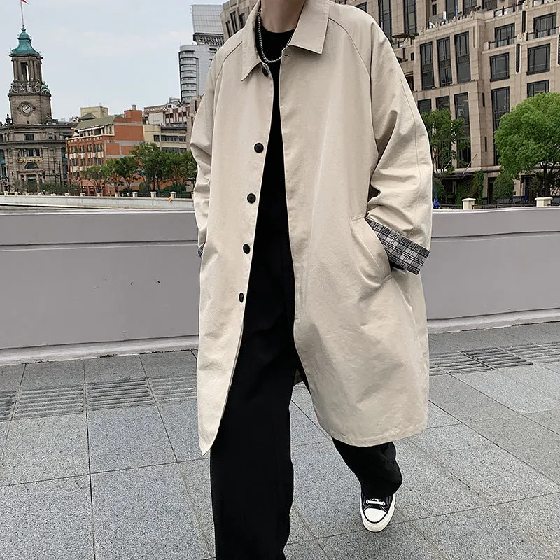 Plaid Casual Trench Coat
