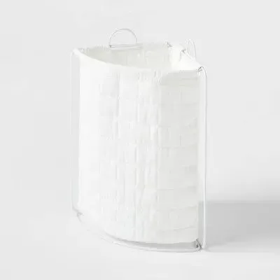 Quilted Collapsible Corner Hamper White - Pillowfort