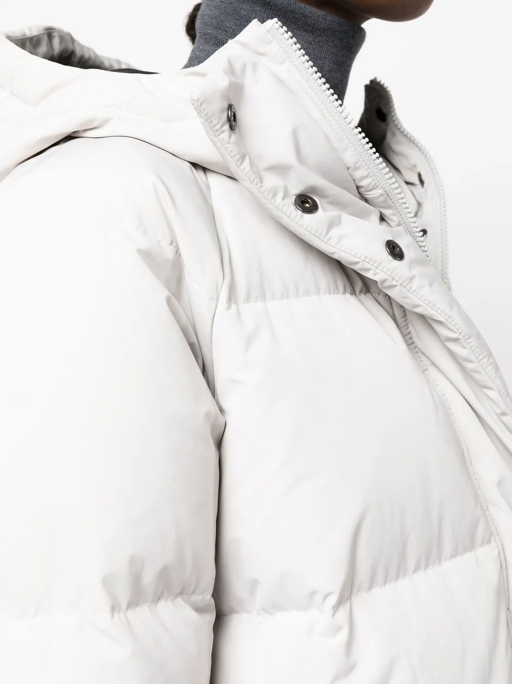quilted-finish hooded coat