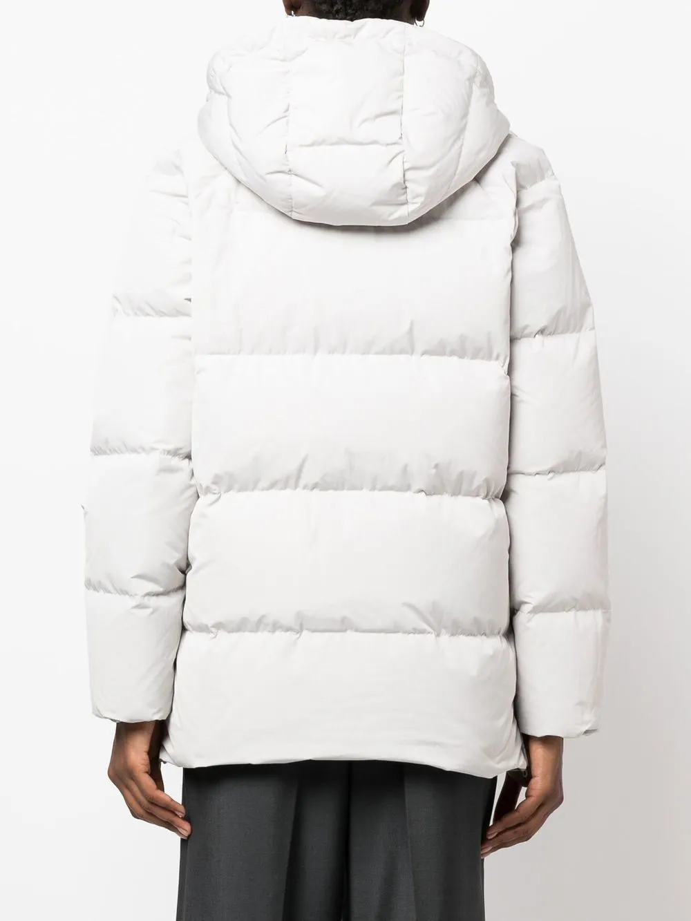quilted-finish hooded coat
