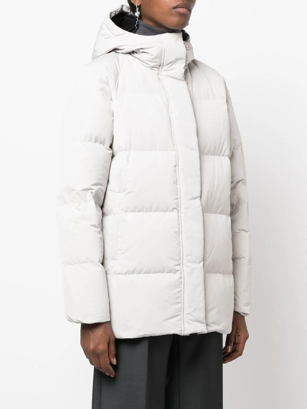 quilted-finish hooded coat