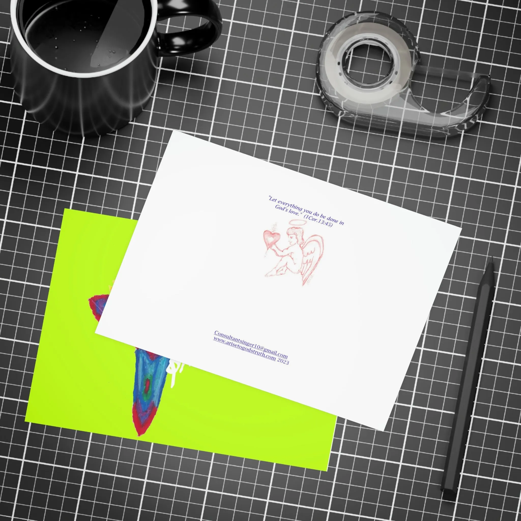 RESURRECTED CROSS SACRED HEART GREEN DAY CARDS (Greeting Card Bundles (10, 30, 50 pcs))