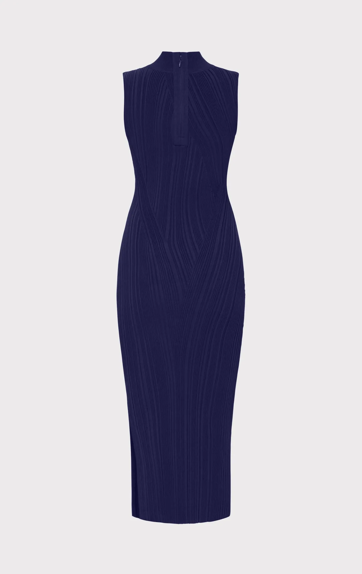 RIB KNIT SLEEVELESS TURTLENECK DRESS