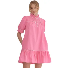 Ruffle Neck Mini Dress
