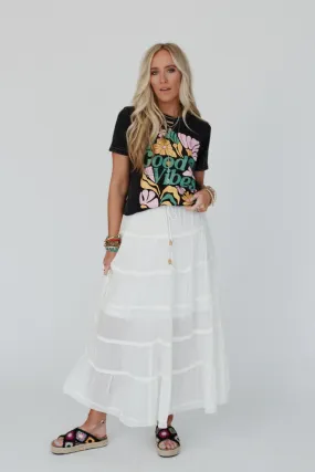 Sardinia Silky Tiered Maxi Skirt - Ivory