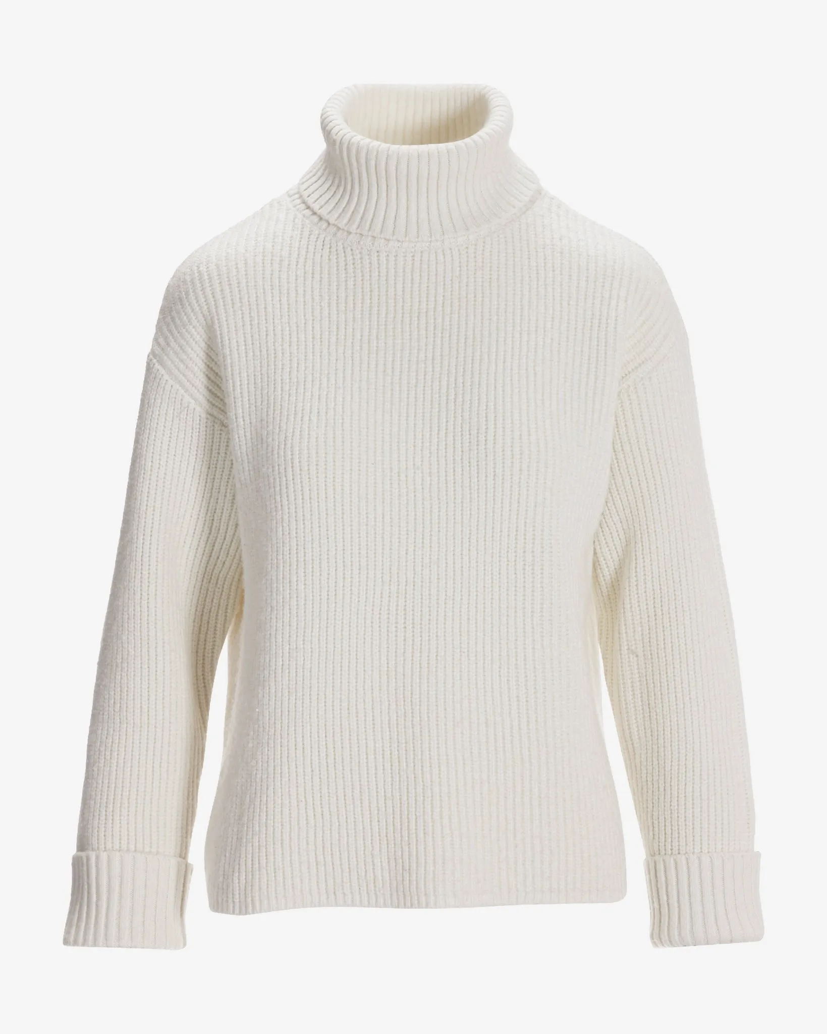 Shaker Stitch Effortless Turtleneck Off White