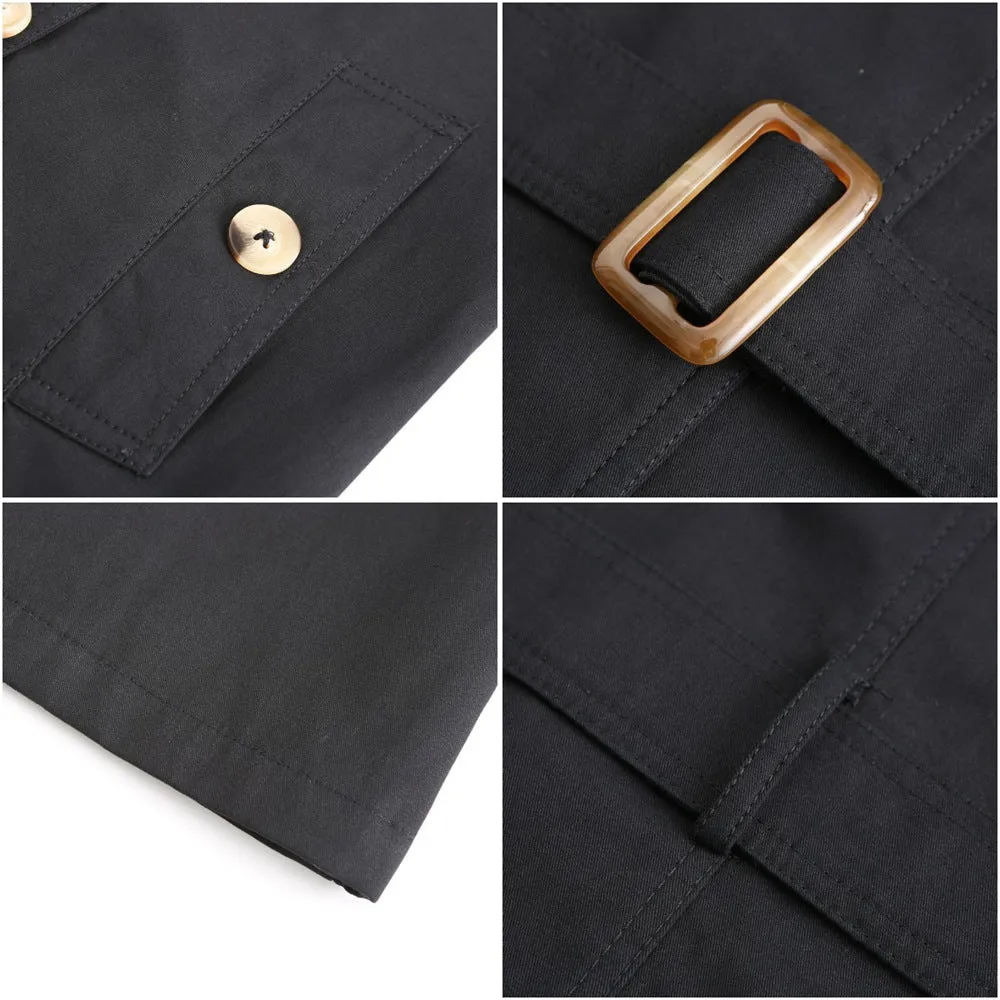 Sidiou Group Anniou Autumn And Winter New Women's Windbreaker Jacket Fashion Elegant Long-Sleeved  Solid Color Jacket Double-Breasted Long Outdoor Sports Windproof Warm Coat