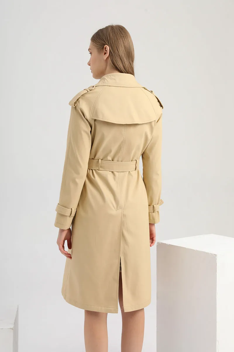 Sidiou Group Anniou Autumn And Winter New Women's Windbreaker Jacket Fashion Elegant Long-Sleeved  Solid Color Jacket Double-Breasted Long Outdoor Sports Windproof Warm Coat