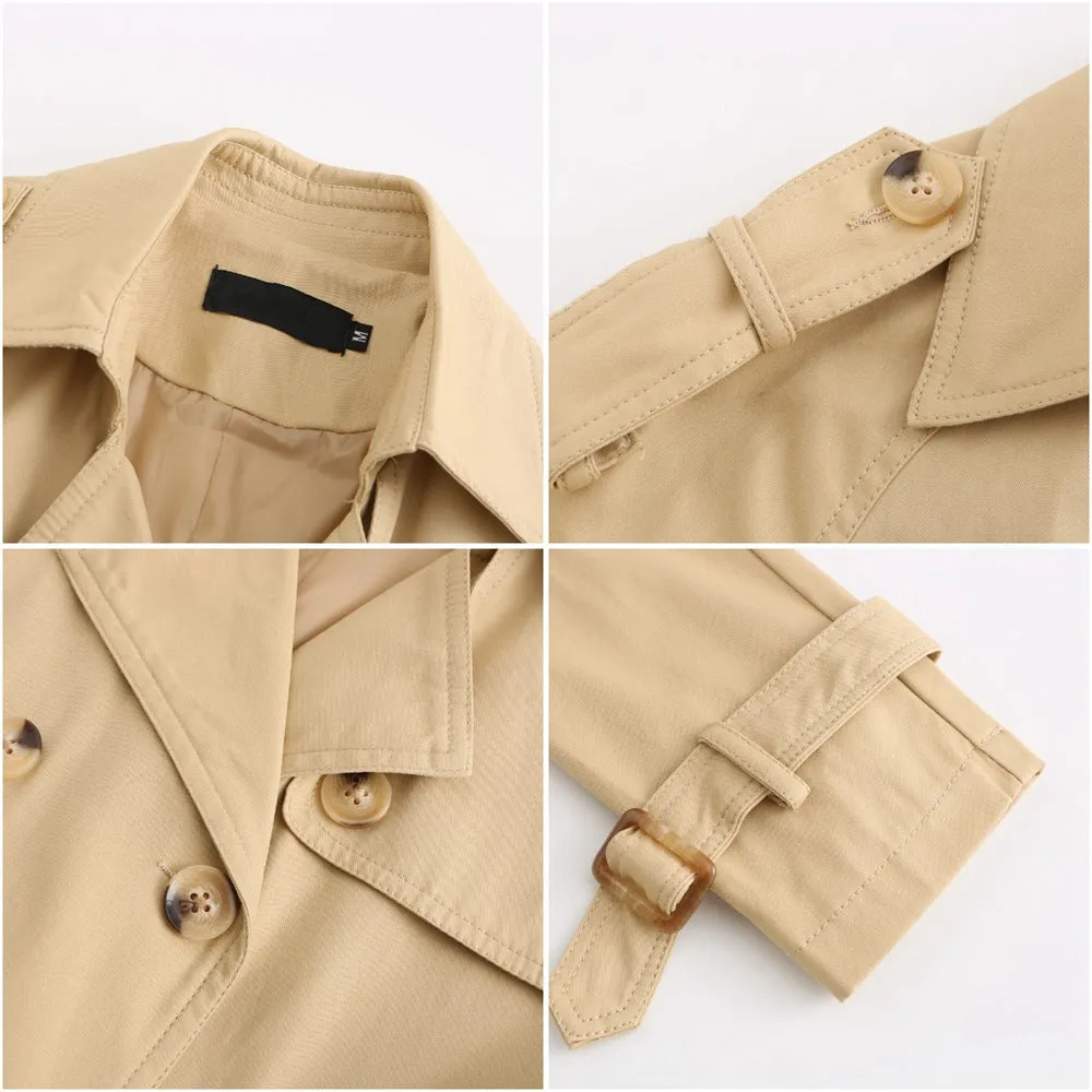 Sidiou Group Anniou Autumn And Winter New Women's Windbreaker Jacket Fashion Elegant Long-Sleeved  Solid Color Jacket Double-Breasted Long Outdoor Sports Windproof Warm Coat
