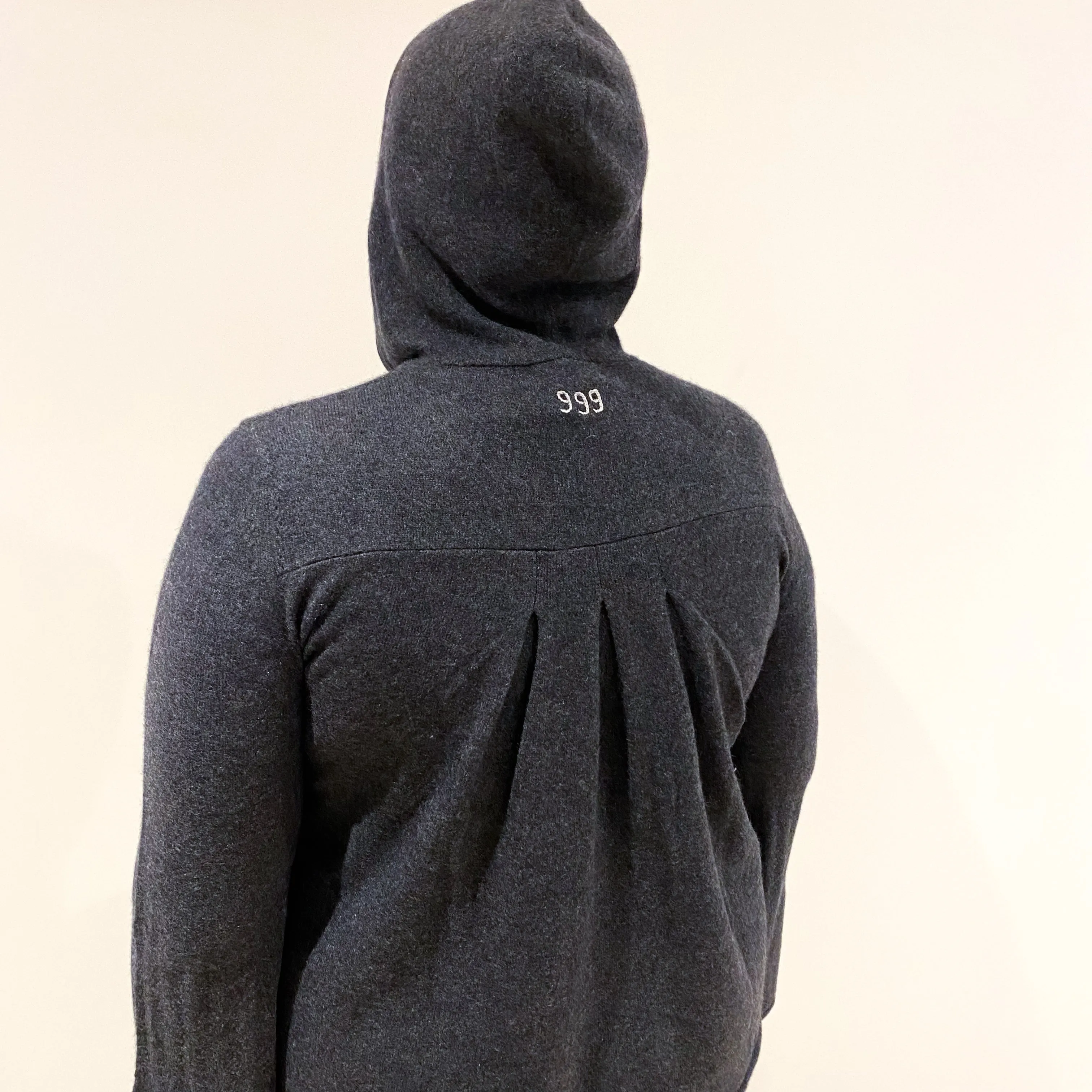 Slate Grey Cashmere Hooded Jumper Extra Large