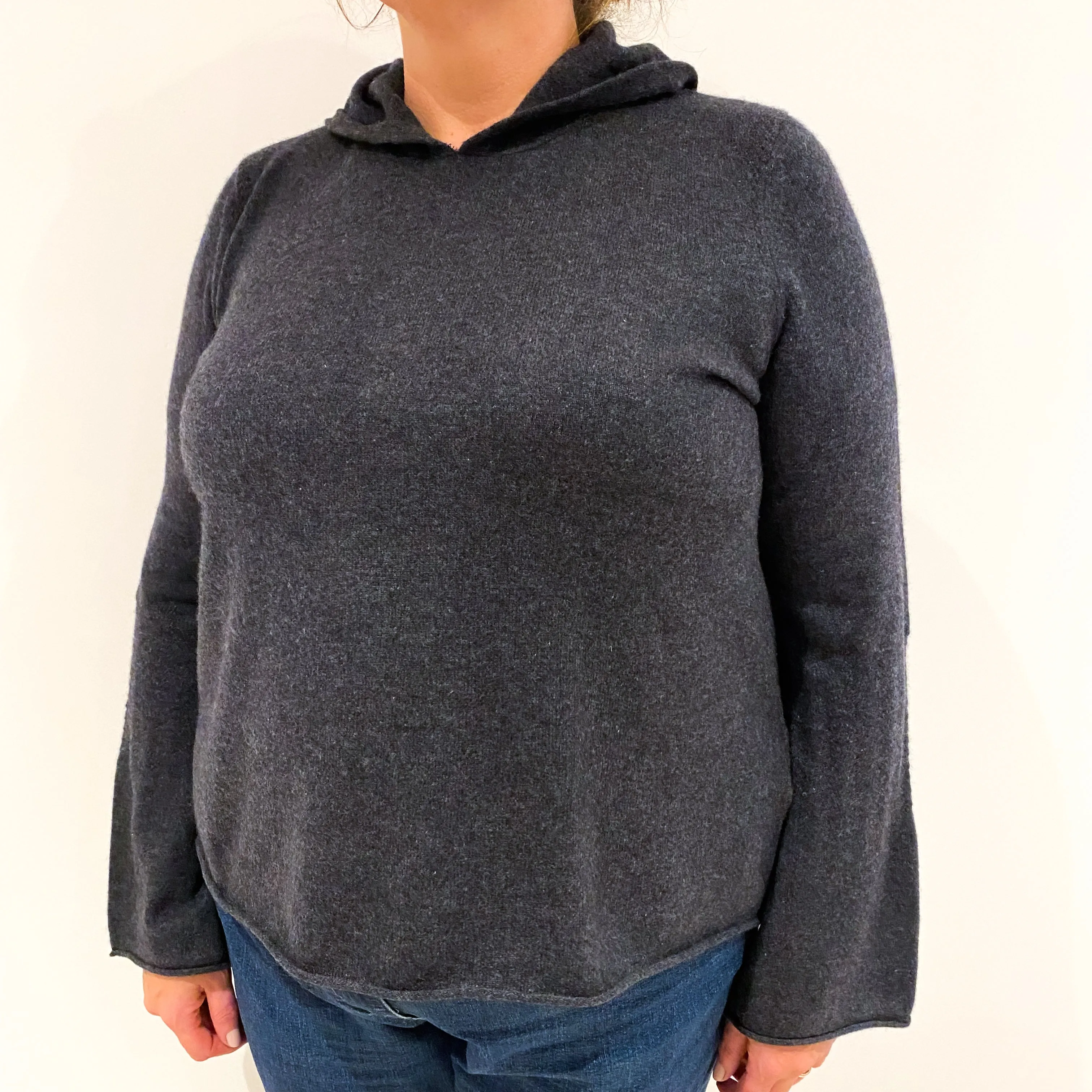 Slate Grey Cashmere Hooded Jumper Extra Large