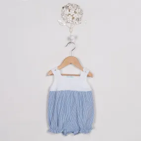 SS18 Floc Baby White & Blue Stripe Romper