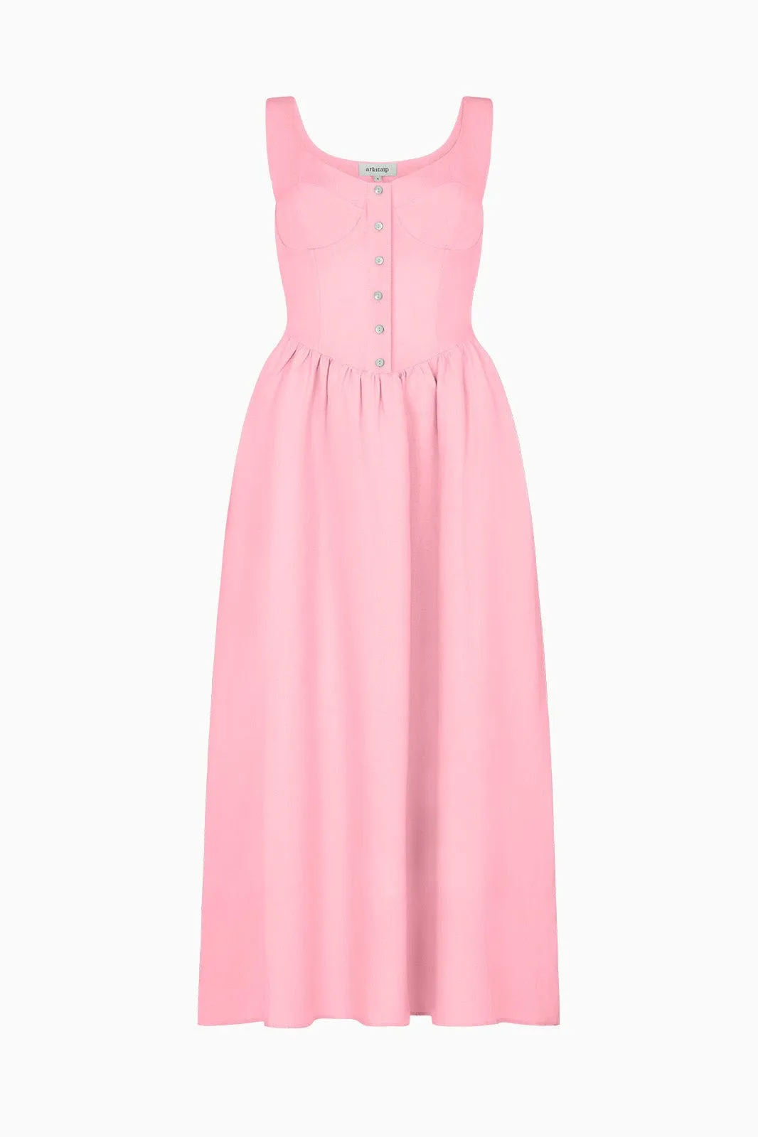 The Allegra Bustier Maxi Dress in bubblegum pink - Sample