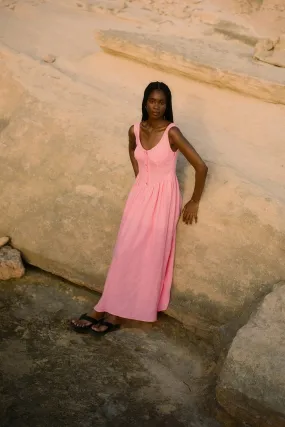 The Allegra Bustier Maxi Dress in bubblegum pink - Sample