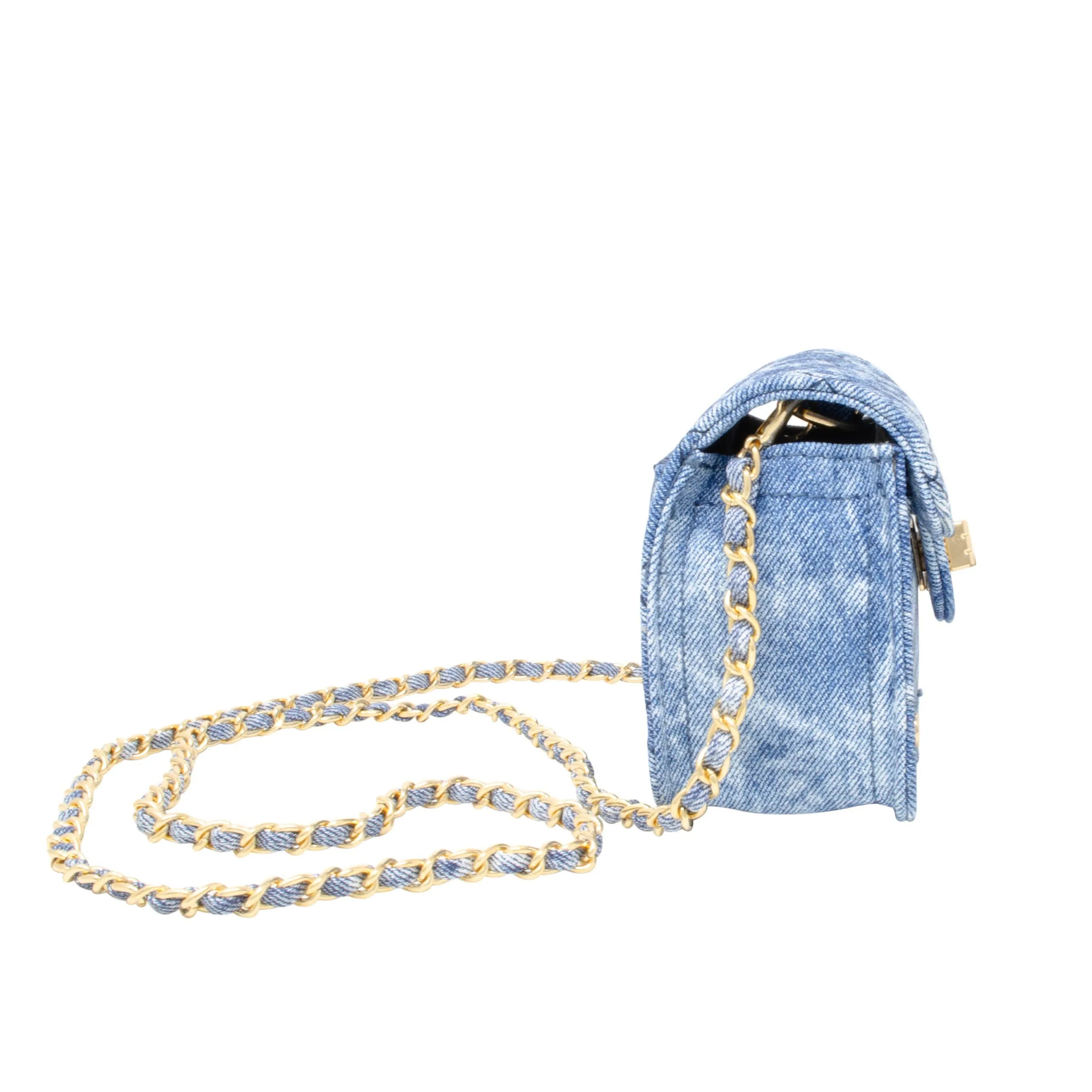 Tie Dye Quilted Denim Handbag: Blue