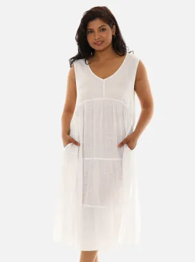 Tiered V Neck Midi Dress