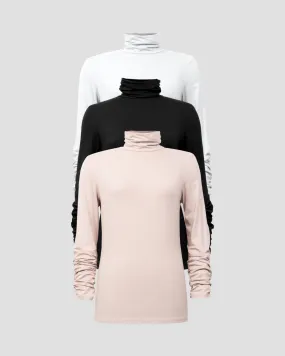 Turtleneck w Rouching at Sleeve