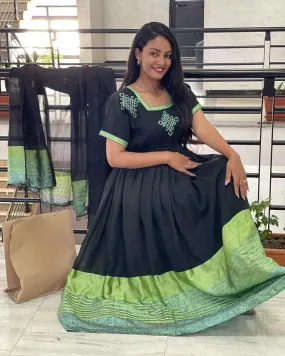 Unique Black with Lemon Green Habesha Dress: with Cross Stitched Embroidery Ethiopian Traditional Dress Beautiful Eritrean Clothing