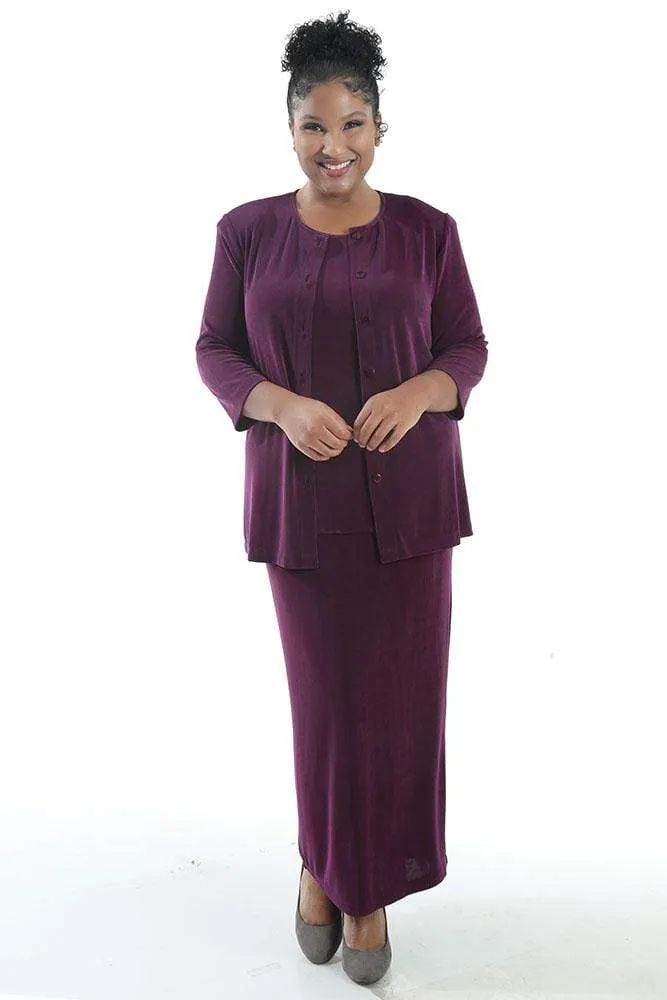 Vikki Vi Classic Boysenberry Straight Maxi Skirt