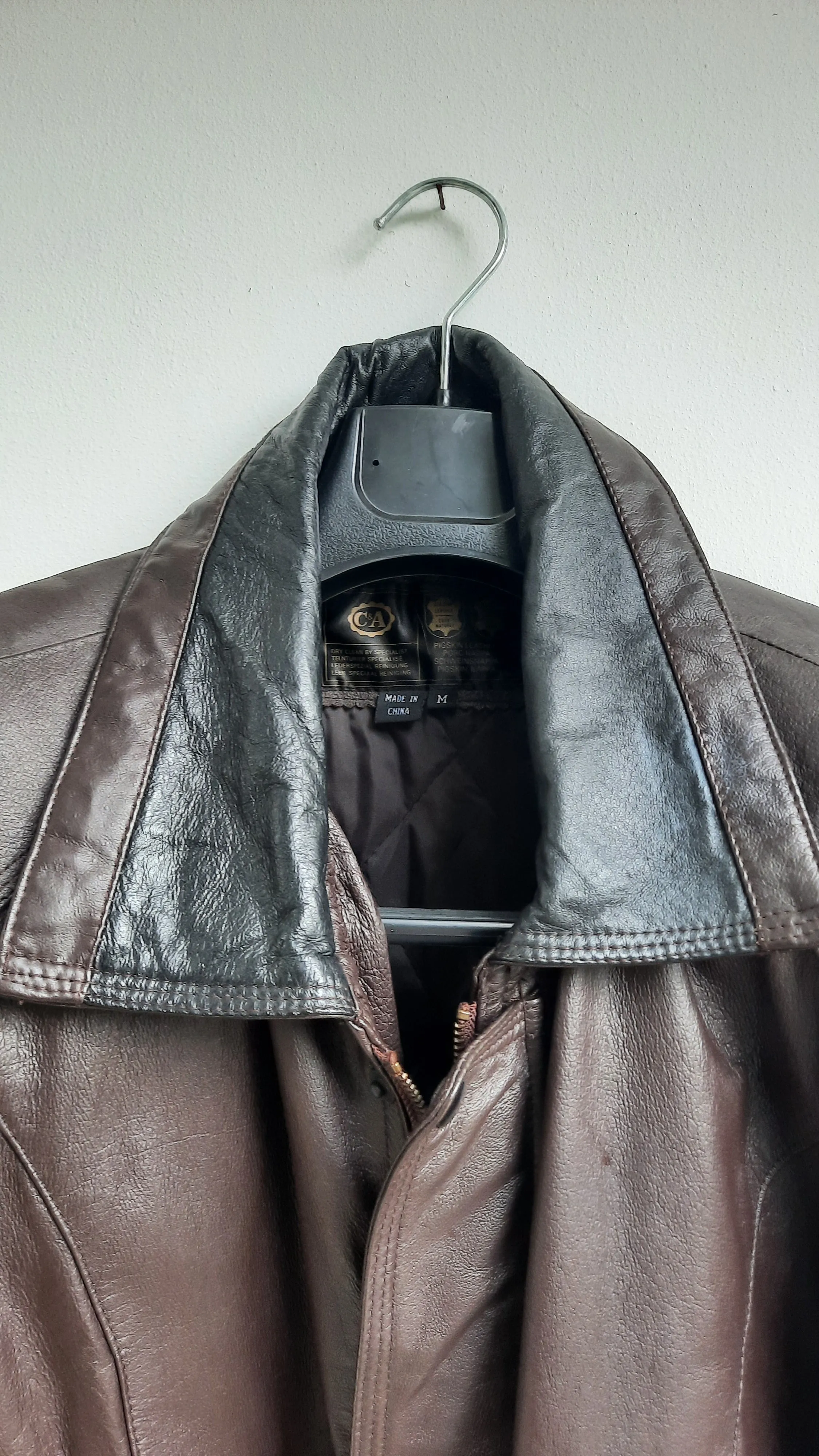 Vintage Brown Leather Unisex Coat