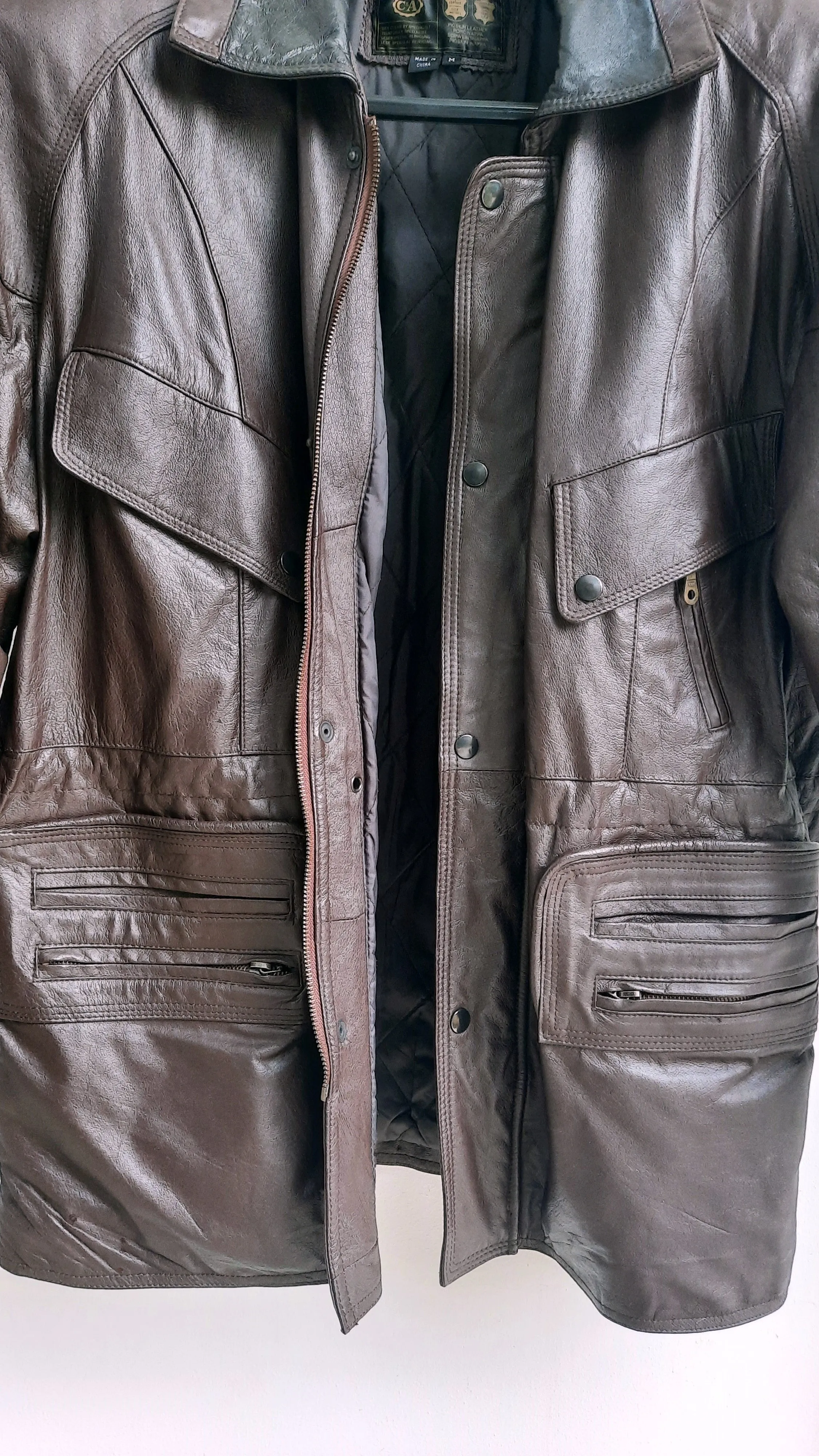 Vintage Brown Leather Unisex Coat