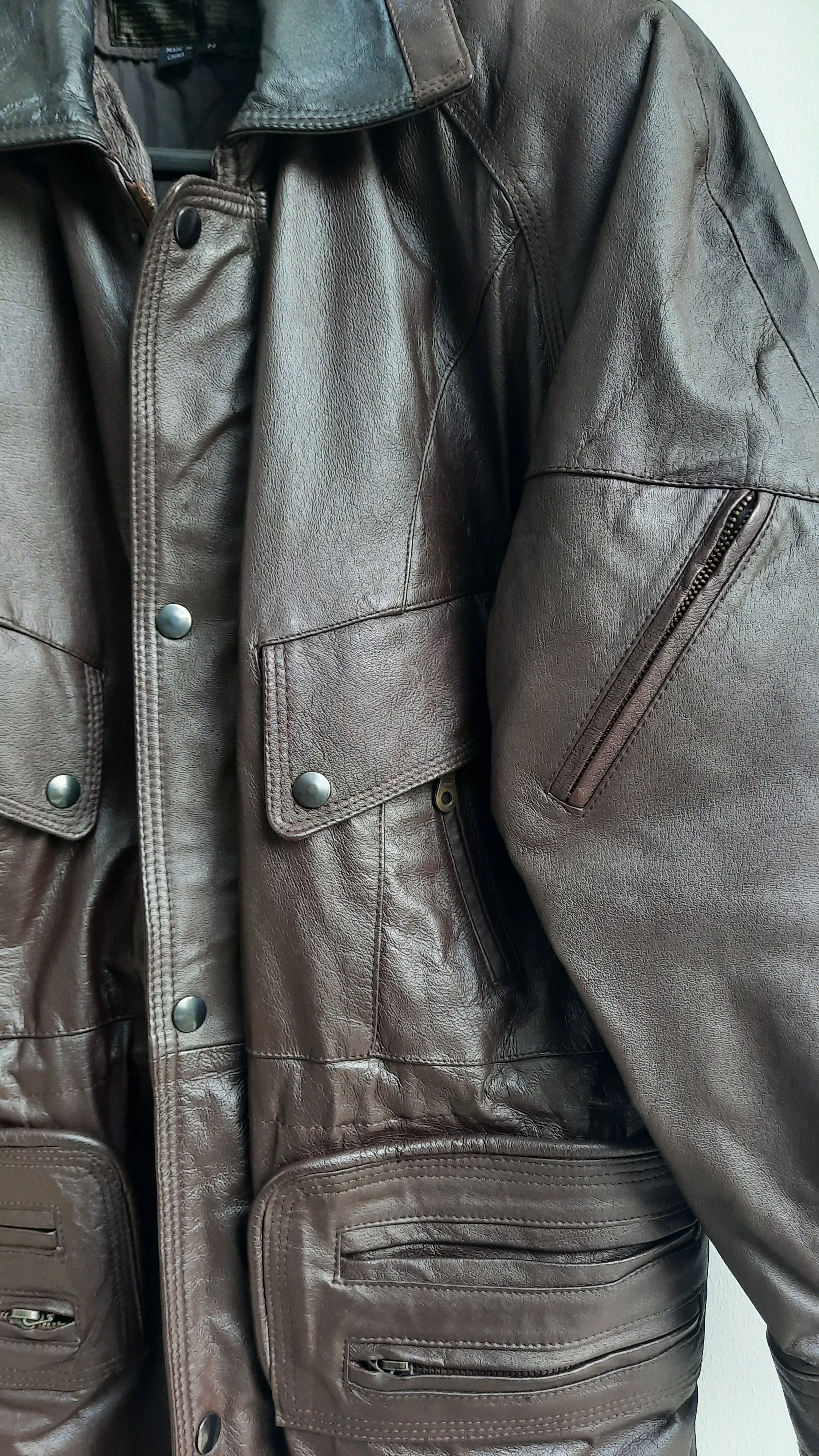 Vintage Brown Leather Unisex Coat